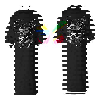 Antigua And St Kitts Mix Butterfly Half Antiguan Kittitian T-Shirt | Mazezy
