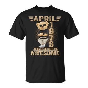 April 50Th Birthday 1976 Awesome Teddy Bear T-Shirt | Seseable UK