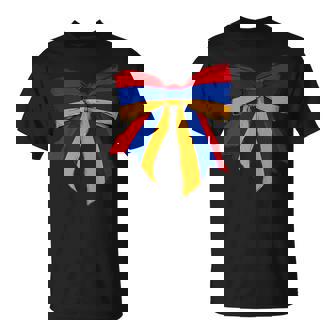 Armenia Armenian Pride Flag Girl Coquette Bow Ribbon Tank Top T-Shirt | Mazezy