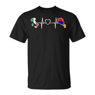 Armenien Italien Herzschlag Armenische Italienische Flagge T-Shirt - Geschenkecke