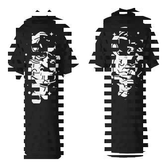Astronaut Holding Earth Space Graphic Art T-Shirt | Mazezy
