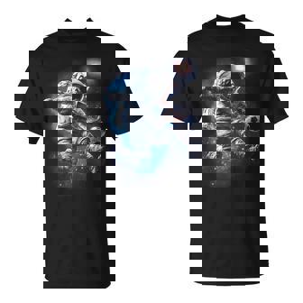 Astronaut Soccer Ball Sport Lover Outer Space Science Galaxy T-Shirt | Mazezy