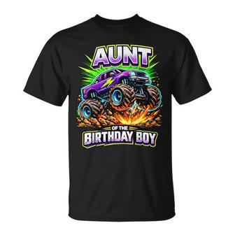 Aunt Of The Birthday Boy Monster Truck Birthday Party T-Shirt - Thegiftio UK
