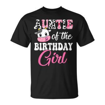 Auntie Of The Birthday Girl Farm Cow 1St Birthday Girl Small T-Shirt - Thegiftio