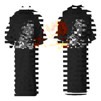 Australian Shepherd Turkey Autumn Thanksgiving T-Shirt | Mazezy