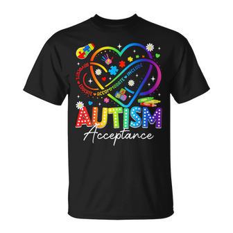 Autism Awareness Acceptance Heart Infinity Symbol Women T-Shirt - Seseable