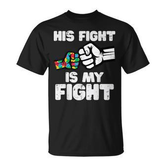 Autism His Fight Is My Fight Asd Awareness Dad Mom Women T-Shirt - Thegiftio UK