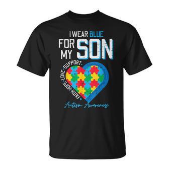 Autism I Wear Blue For My Son Awareness Dad Mom Women T-Shirt | Seseable FR
