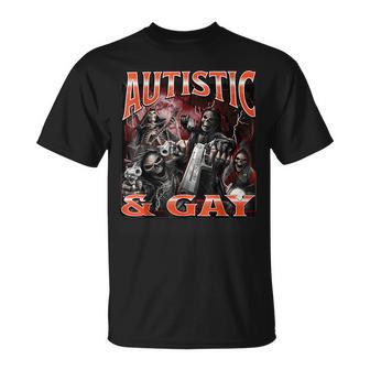 Autistic And Gay Hard Skeleton Meme Bootleg T-Shirt | Mazezy