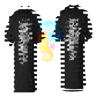 Axolotl And Seahorse Kawaii Ocean Animal Lovers T-Shirt | Mazezy