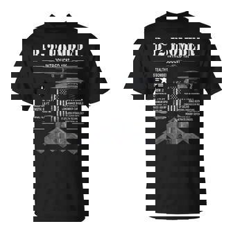 B-2 Bomber Stealth Airplane Schematic American Flag B2 T-Shirt - Monsterry