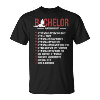 Bachelor Party Checklist Groom Bachelor Party T-Shirt | Mazezy