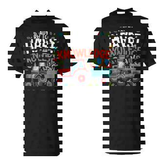 Back To School Teacher Farming Tractor Farmer Kids 100th Day T-Shirt | Mazezy