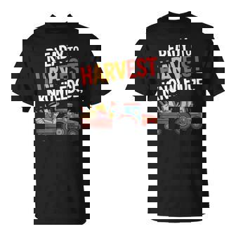 Back To School Teacher Farming Tractor Farmer Kids 100th Day T-Shirt | Mazezy