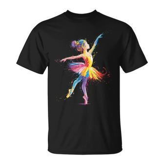 Ballett-Mädchen Bunte Ballerina Tänzerin Damen Mädchen Kinder T-Shirt - Geschenkecke
