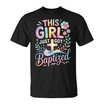 Baptism This Girl Just Got Baptized Christian Cross Pastel T-Shirt - Thegiftio