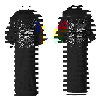 Barbados And Ghana Mix Butterfly Half Bajan Half Ghanaian T-Shirt | Mazezy