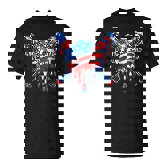 Baseball Drip American Flag Drip Baseball Sport Lover T-Shirt - Monsterry