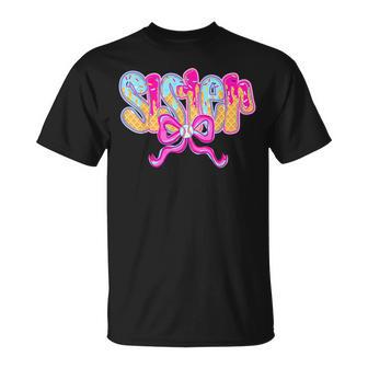 Baseball Sister Drip Ice Cream Baseball Bow Game Day T-Shirt - Thegiftio UK