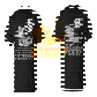 Bearded Dragon Easily Distracted By Crickets Pet Tee T-Shirt | Mazezy