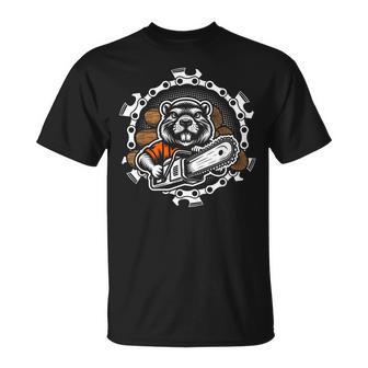 Beaver Lumberjack Forest Worker Chainsaw Wood T-Shirt - Seseable