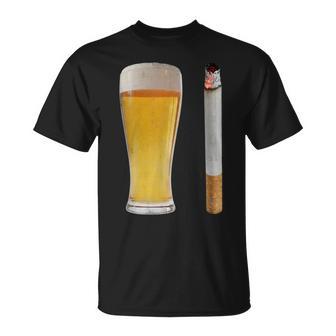 Beer & Cigarette Lover Day Drinking Dad Smoking Beer Lover T-Shirt | Seseable UK
