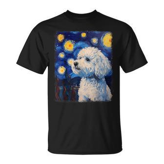 Bichon Frise Dog Starry Night Painting T-Shirt - Thegiftio UK