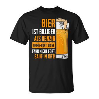 Bier Billiger Als Benzinauf Im Ort Lustiger Bierpruch T-Shirt - Geschenkecke