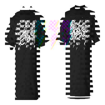 Big Sis Retro Checkered Lightning Bolt For Big Sister Girls T-Shirt | Seseable FR