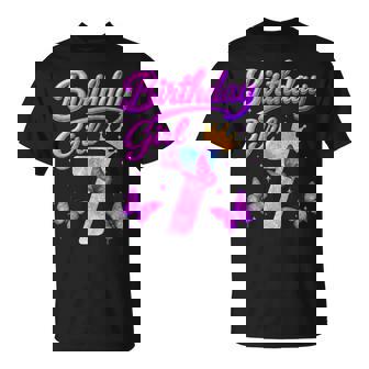 Birthday Girl 7 Year Old Butterfly Theme Party 7th Bday Kids T-Shirt | Mazezy