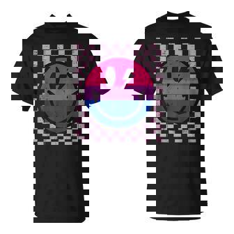 Bisexual Smile Face Bi Pride Flag Lgbtq Groovy Women T-Shirt - Thegiftio