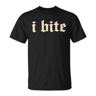 I Bite Gothic Text Minimal Statement T-Shirt - Thegiftio UK