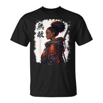 Black Samurai Girl Anime Warrior Afro African Pride T-Shirt | Seseable UK