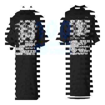 Blue Floral 100 Days Of School Apple Chinoiserie Teacher T-Shirt | Mazezy