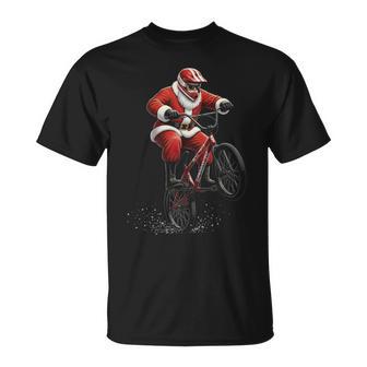 BMX Santa Christmas Graphic Motocross Bike Rider T-Shirt | Mazezy