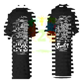 Born 2 Be Wild 2Nd Birthday Zoo 2 Year Old Boy Second Bday T-Shirt | Seseable UK