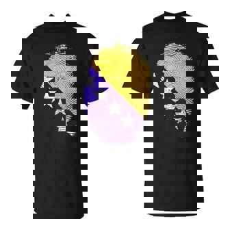 Bosnia Herzegovina Flag Fingerprint Bosnians Men Women Kids T-Shirt | Mazezy