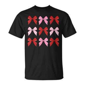 Bow Cute Graphic Red And Pink Theme For Girl Women T-Shirt - Thegiftio UK