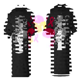 Breast Cancer Fighter Survivor Pink Ribbon Boxing Woman T-Shirt | Mazezy