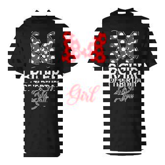 Brother Of The Birthday Girl Cute Pink Bow Family Matching T-Shirt - Thegiftio