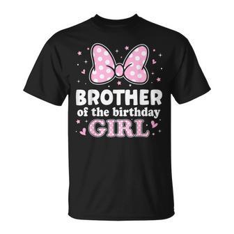 Brother Of The Birthday Girl Cute Pink Bow Family Matching T-Shirt - Thegiftio UK