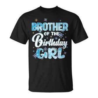 Brother Of The Birthday Girl Family Snowflakes Winter Party T-Shirt - Thegiftio UK