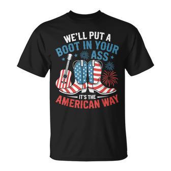 Brought To You Courtesy Of The Red White & Blue Cowgirl Usa T-Shirt - Monsterry