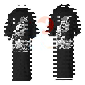 Bruh The Great Wave Kanagawa Japanese Surfing Panda T-Shirt - Monsterry