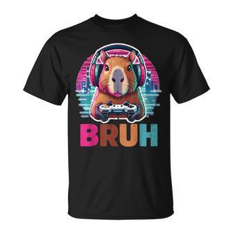 Bruh Vintage Gaming Game Capybara Boy T-Shirt - Thegiftio UK