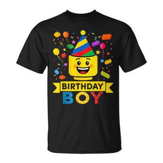 Building Bricks Boy Birthday Party Hat Master Builder Blocks T-Shirt - Thegiftio UK