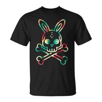 Bunny Skull Rabbit Bunny Skeleton Crossbones Tie Dye Men T-Shirt - Monsterry