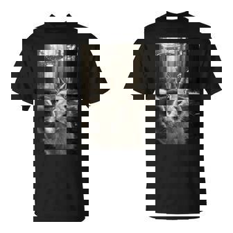 Bunny Taking Selfie In a Forest With UFO Alien Meme Art T-Shirt | Mazezy