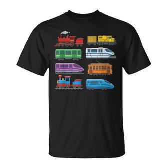 Bunte Eisenbahn Züge Lokomotiven Retro Modern Kinder T-Shirt - Geschenkecke