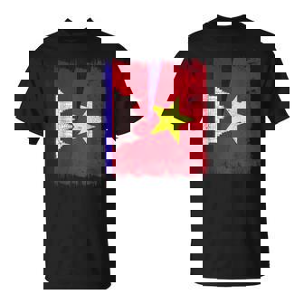 Cambodia Vietnam Half Flag Cambodian Vietnamese History T-Shirt | Mazezy